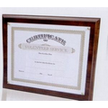 10.5"x13" Cherry Certificate Frame Plaque w/ Acrylic/Rosette Pin Recessed